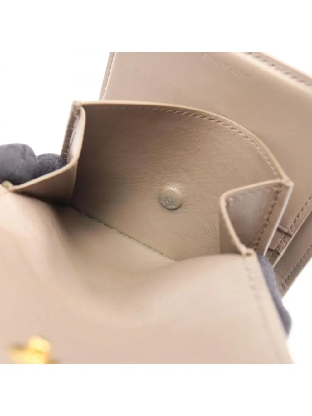 Celine Trifold Wallet Small Gray Beige Leather